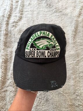 District Black Distressed Philadelphia Eagles 2024 Super Bowl Champs Hat